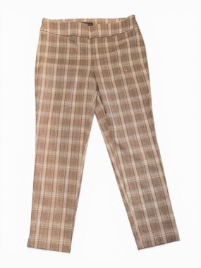 Counterparts Plaid Ankle Pants Size Large NWOT Brown Tan Career Workwear Stretch